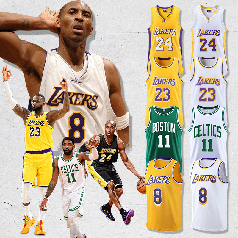 Basketball Uniform Set Kobe Bryant Jersey No. 24 Lakers Lebron James No. 23 Printed Team Uniform for Children, Men and Women, Quick-Drying