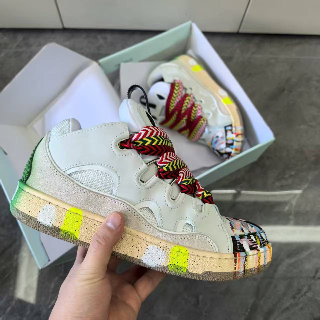26 Years New Color Combination Foreign Trade Leather F Patchwork Lace-Up Curb Sports Casual Shoes Retro Sneakers Dad Shoes QC-Foto von 1688 auf Qualit.ly