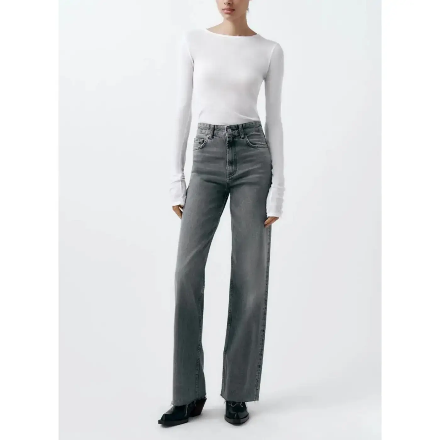 Spring New Trendy Versatile Boyfriend-Style High-Waisted Casual Loose Slimming Wide-Leg Jeans 6045022