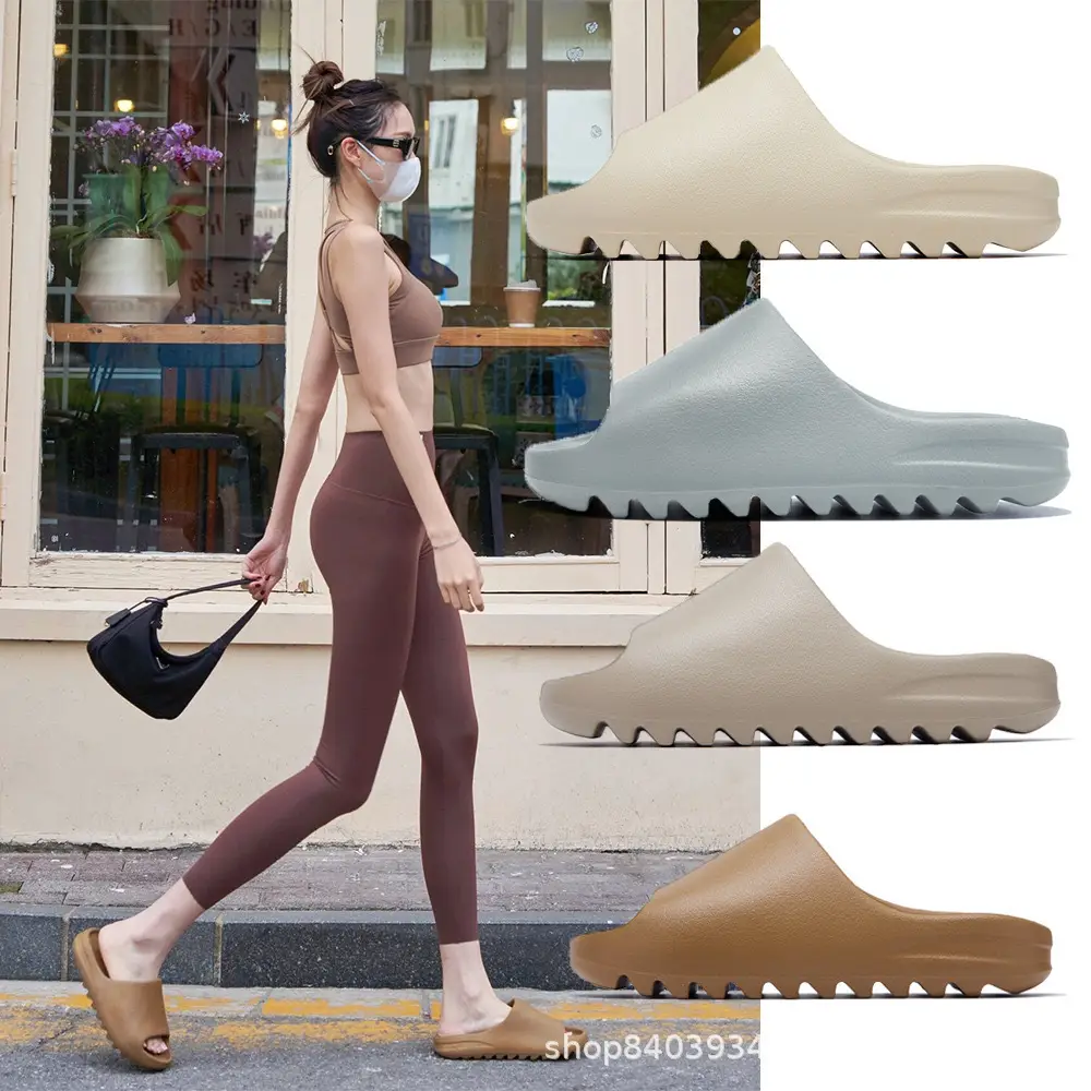 Official Yeezy Coconut Slippers for Men and Women, Thick-Soled Outdoor Wear, Slip-On Style, Made in Putian, Comfortable Bathroom Sandals