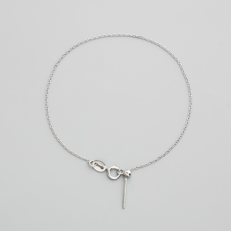 s925 silver ornament small hole beaded adjustable chain bracelet anklet accessories material DIY handmade cross chain