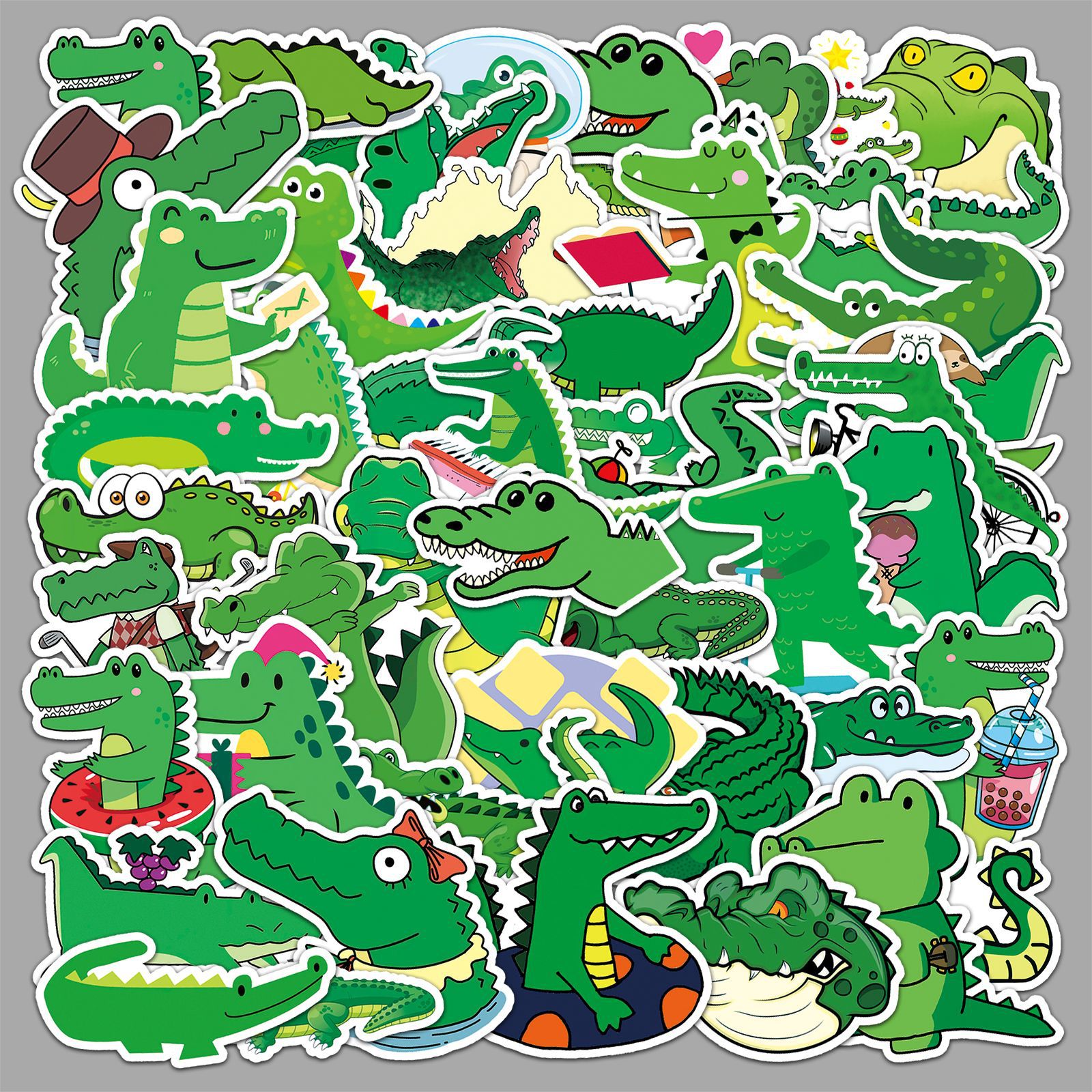 50 Crocodile Graffiti Personality Cross-border Cartoon Animal Creative DIY Skateboard Water Cup Luggage Sticker Waterproof