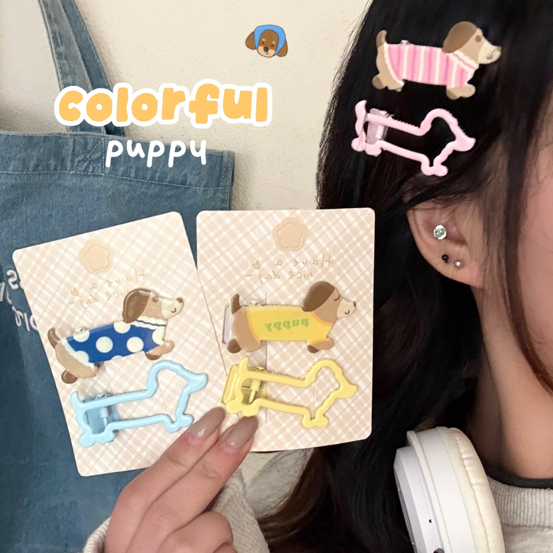 Candy-Colored Dachshund Puppy Duckbill Clip for Girls, Sweet and Cute Bangs Clip, Side Clip, Stylish Hairpin, Hair Accessory