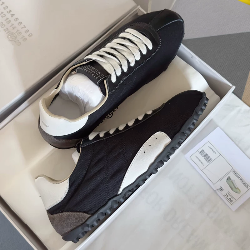 2025 Spring/Summer New Running Shoes Lightweight German Training Shoes Retro Low Top Sneakers Thin Bottom Leather Casual Sneakers for Men and Women