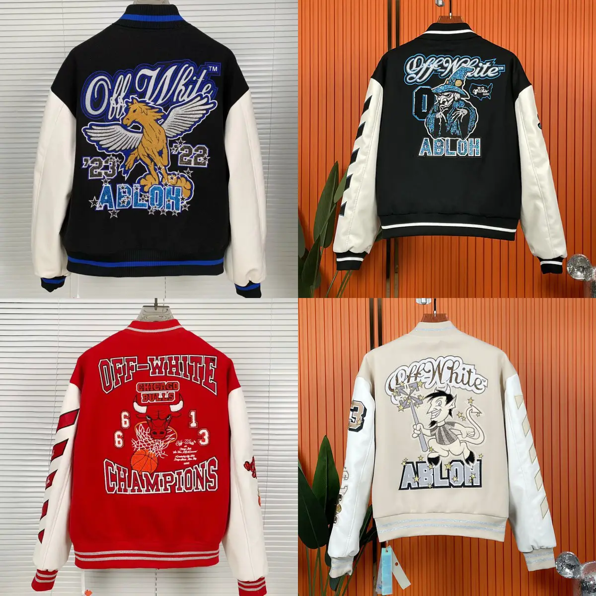 This year's new spliced leather baseball jacket, European and American trendy brand couple's style, youth street fashion jacket jacket jacket