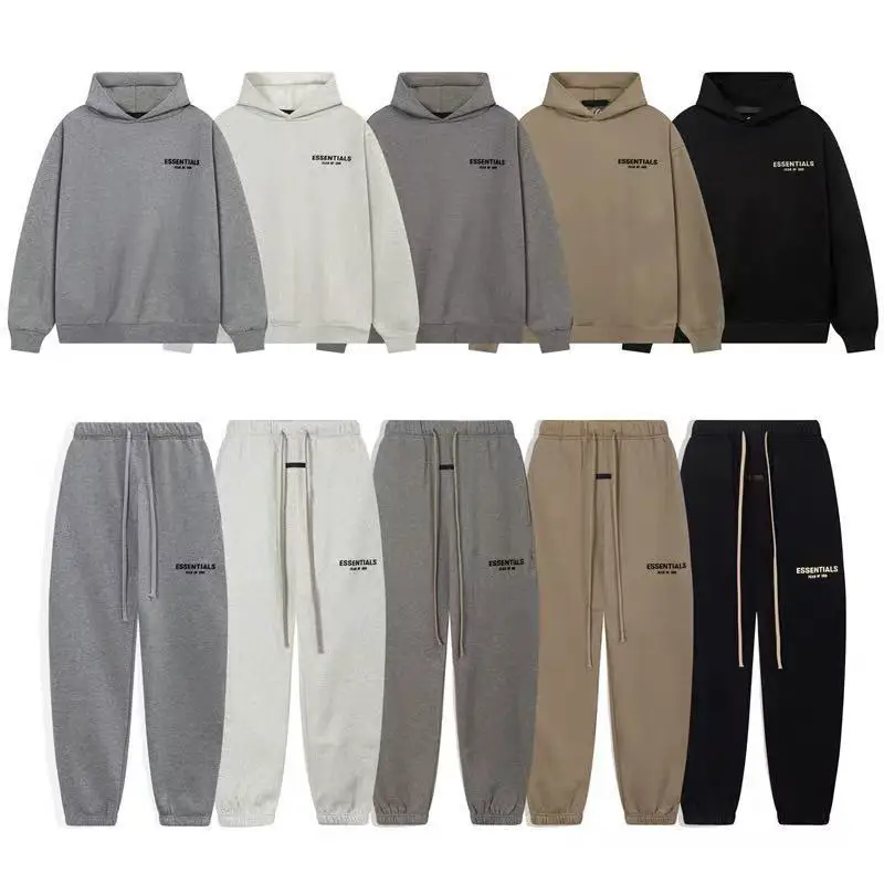 2024 Winter New Fog Multi-Line Essentials Small Letter Printed Logo Pure Color Couple Hooded Sweatshirt