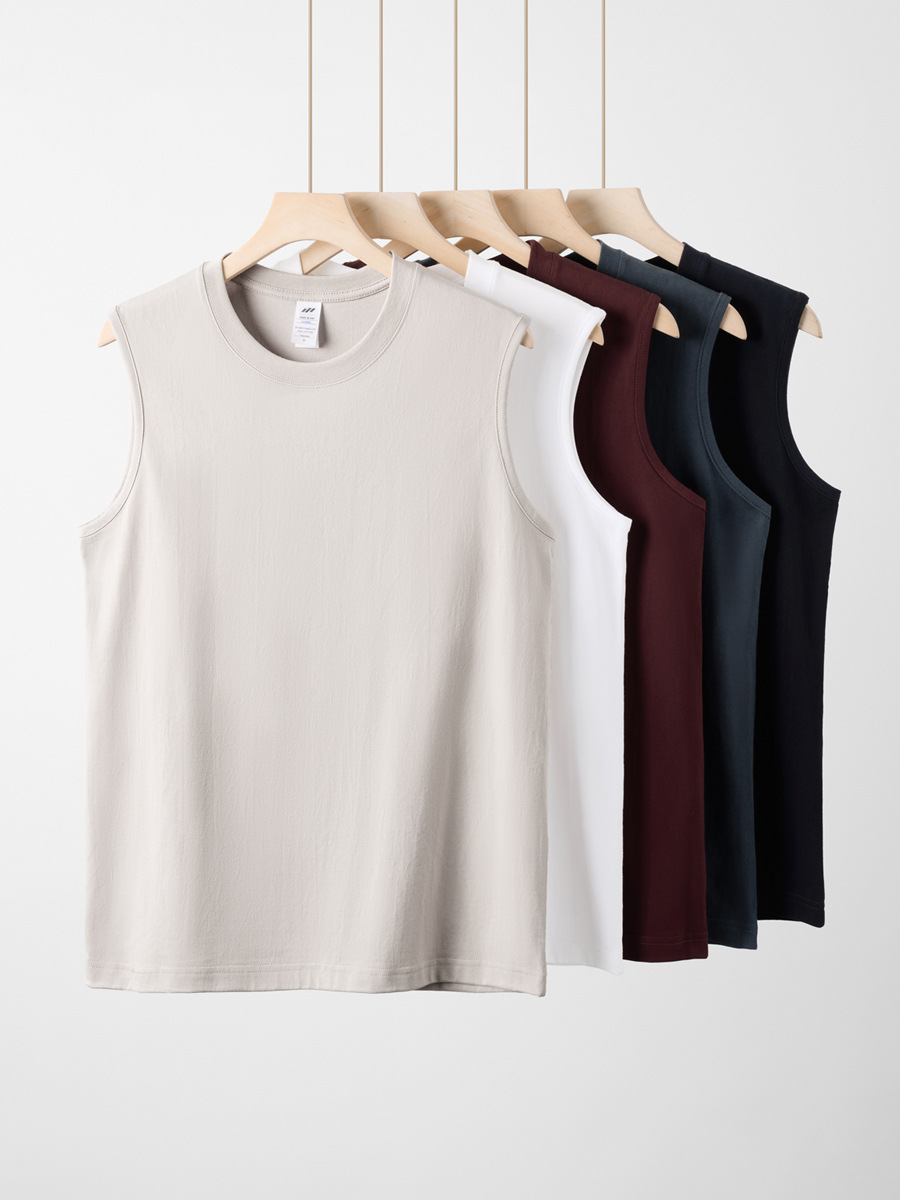 DXCG Summer Muscle Fitness Sports Vest Men's Pure Cotton Loose Breathable Sleeveless Waistcoat Solid Color Men's Tide T-shirt