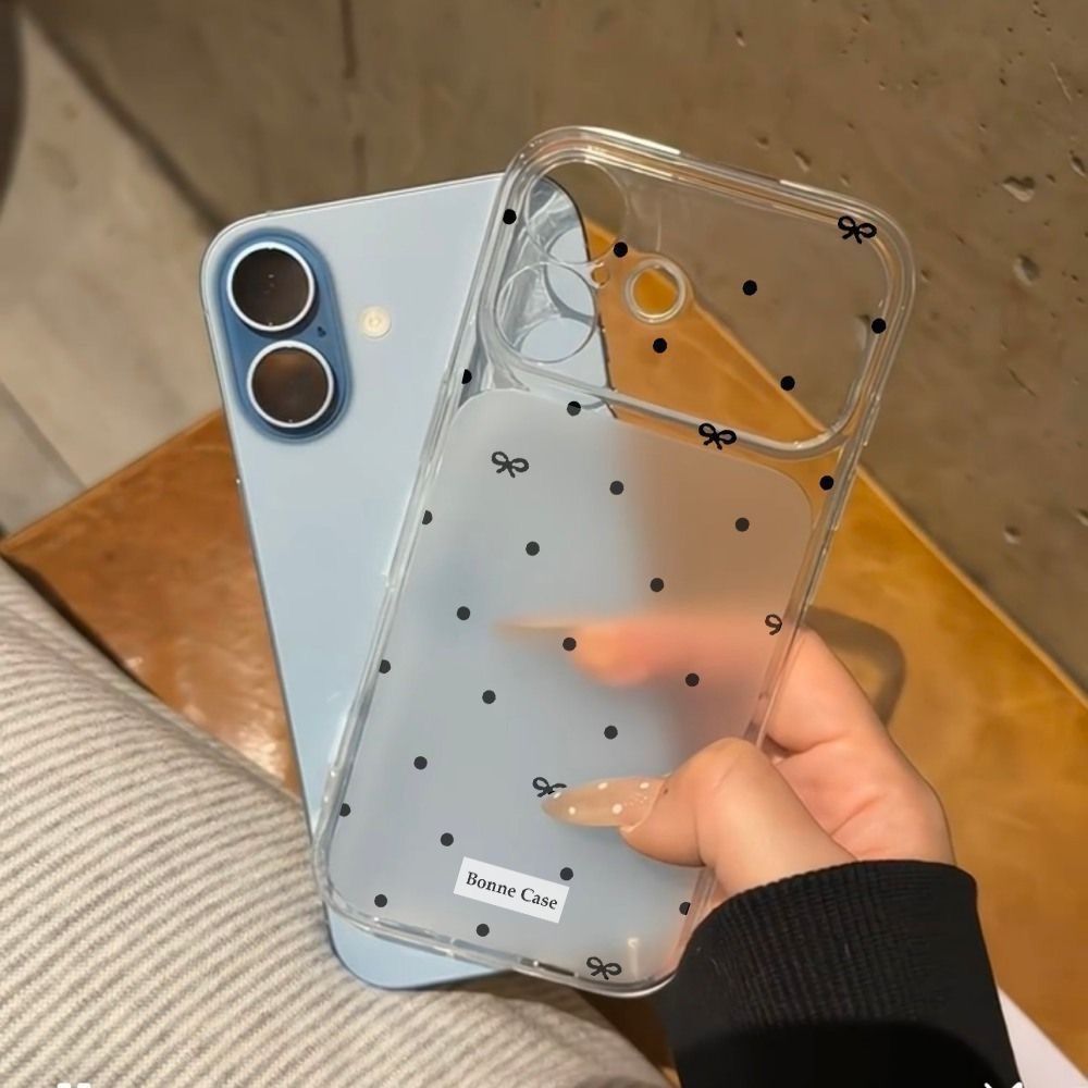 Polka Dot Bow Tie Large Window Case That Instantly Transforms into a 17, Suitable for Apple 17 Pro Max Phone Case, 16, 15, 14 Pro Soft Case