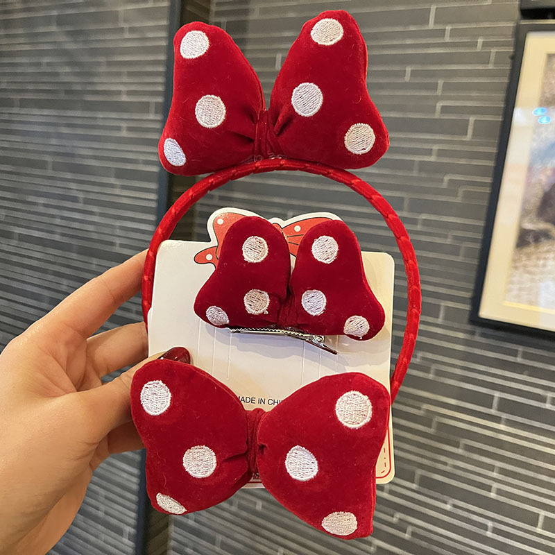 Children's Hairband Red Bow Hairpin Female Korean Princess Hairpin Little Girl Hairband Hair Rope Stylish Headwear