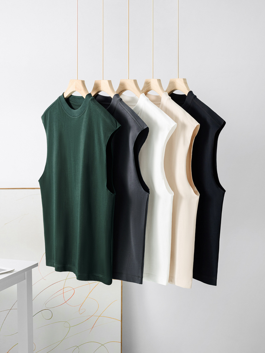 American vibe heavyweight 300g cotton waistcoat men's summer ins tide brand sports loose sleeveless T-shirt undershirt