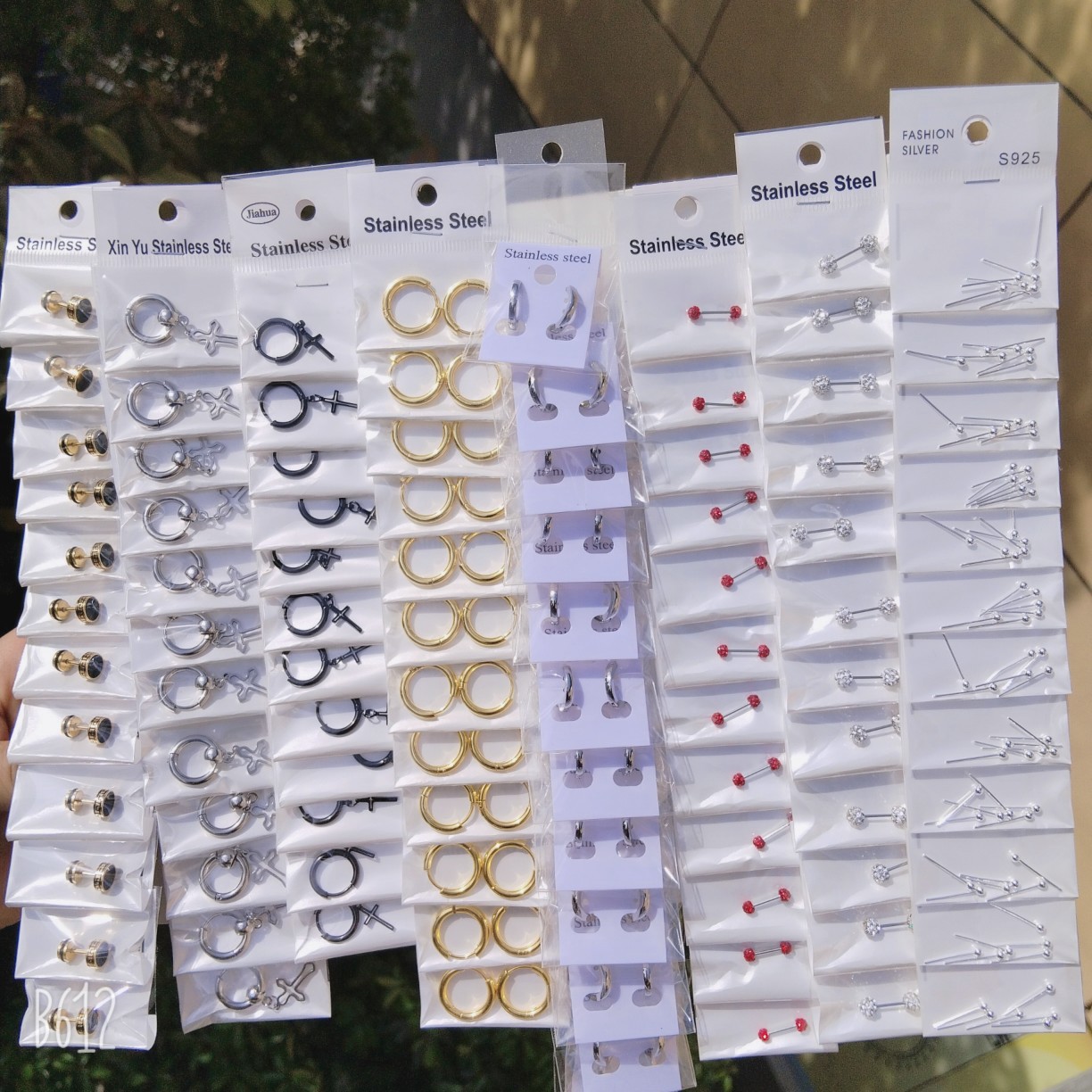Mixed Batch Non-Allergenic Cross-Shaped Ear Clips Korean Style Fashion Titanium Steel Small Round Ball-Shaped Ear Studs Stainless Steel Earrings Wholesale