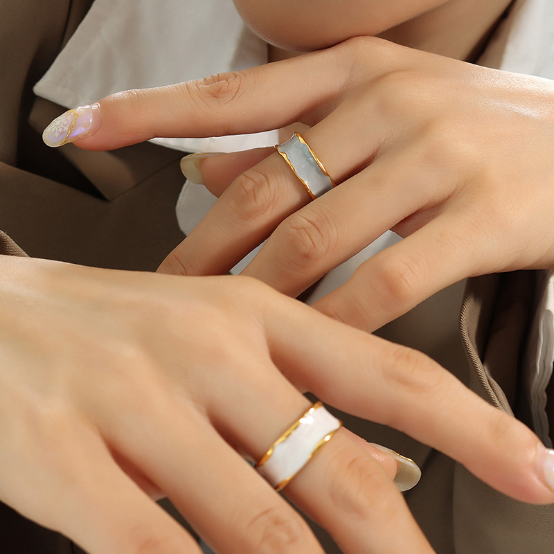 European and American hip-hop fashion personality geometric hollow thin stacked ring ring ring men and women with ring titanium steel jewelry