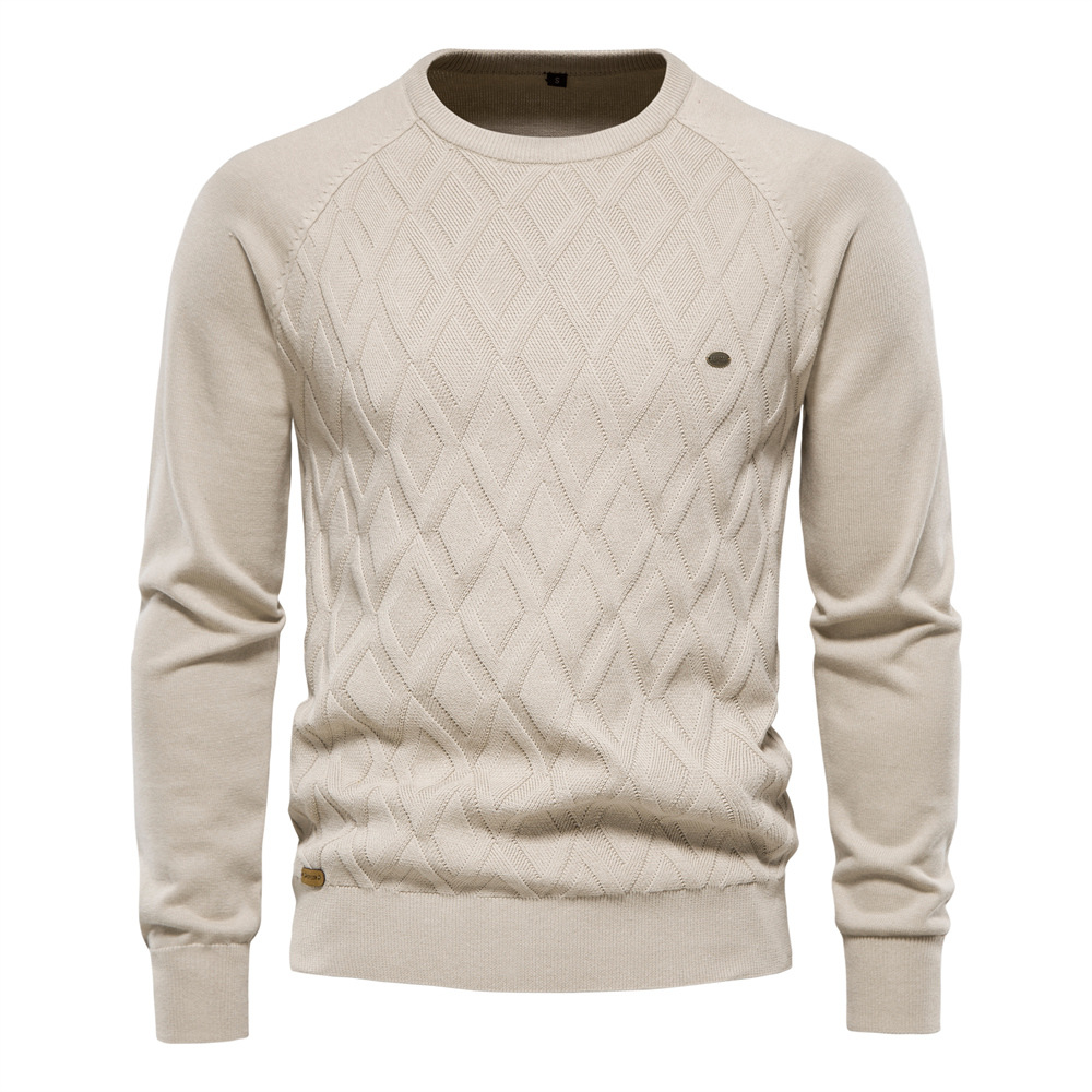 Cross-border foreign trade high quality 2024 autumn and winter new cotton men's sweater men's sweater pullover solid color sweater men