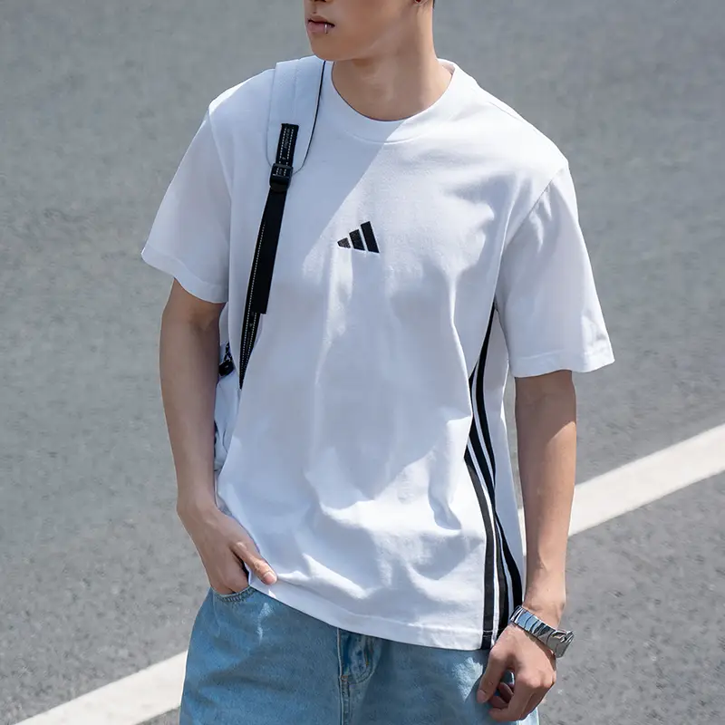 Adidas Men Suit 2025 New arrival Sportswear White Short Sleeve T-Shirt Casual pants Sweatpants Two-piece set