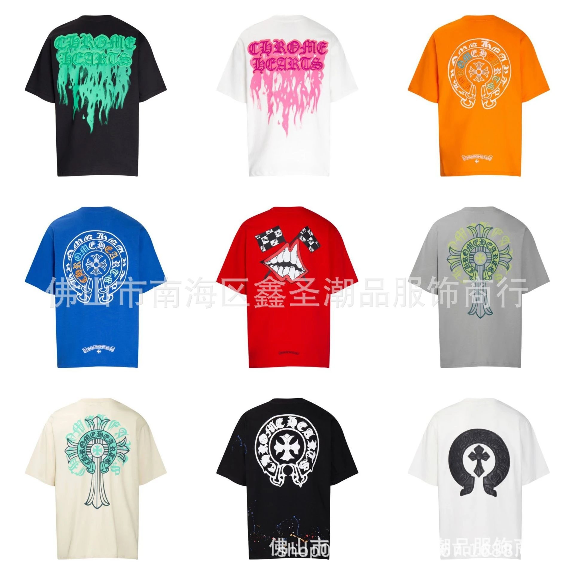 Chrome Heart 23 New Croton Summer Trendy Brand Short-Sleeved European and American Street Men's and Women's Half-Sleeved T-Shirt Series