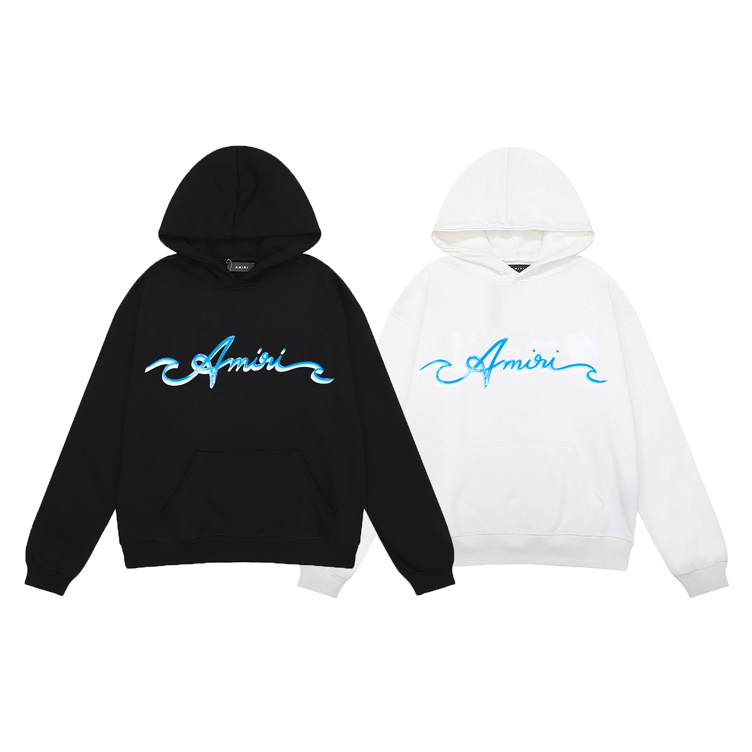 Cross-Border Wholesale Correct Version of the New Amiri. Drip Printed Round Neck Loose Hooded Sweatshirt for Men and Women with the Same Style as Stars