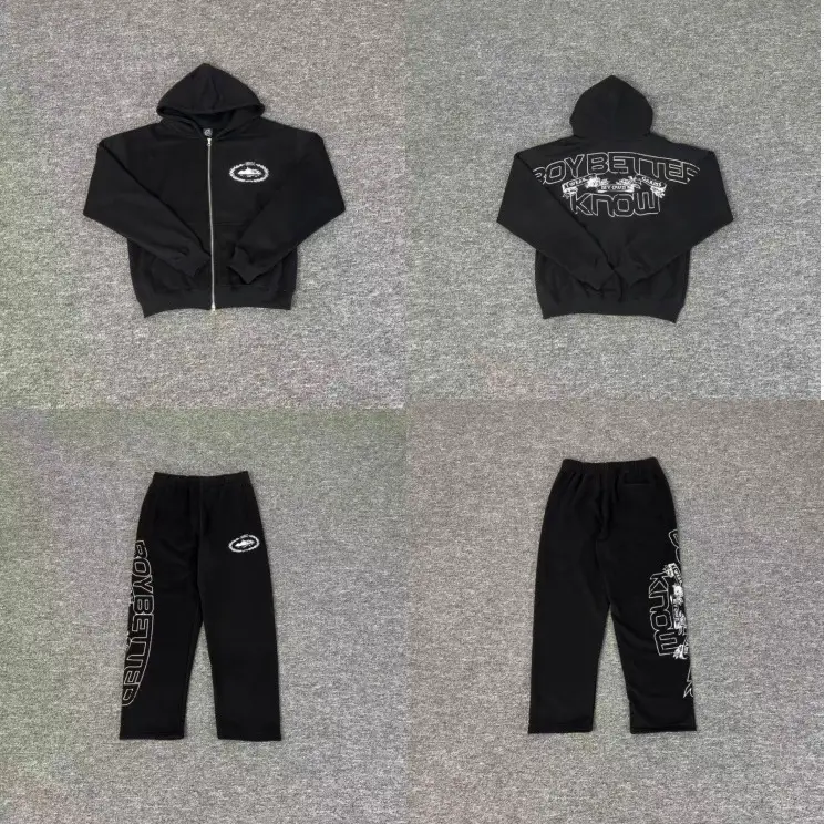Cor Sweatshirt Zipper Set New Foreign Trade Ribbed Hem Unisex Casual Sports Set Crtz Sweatshirt and Sweatpants