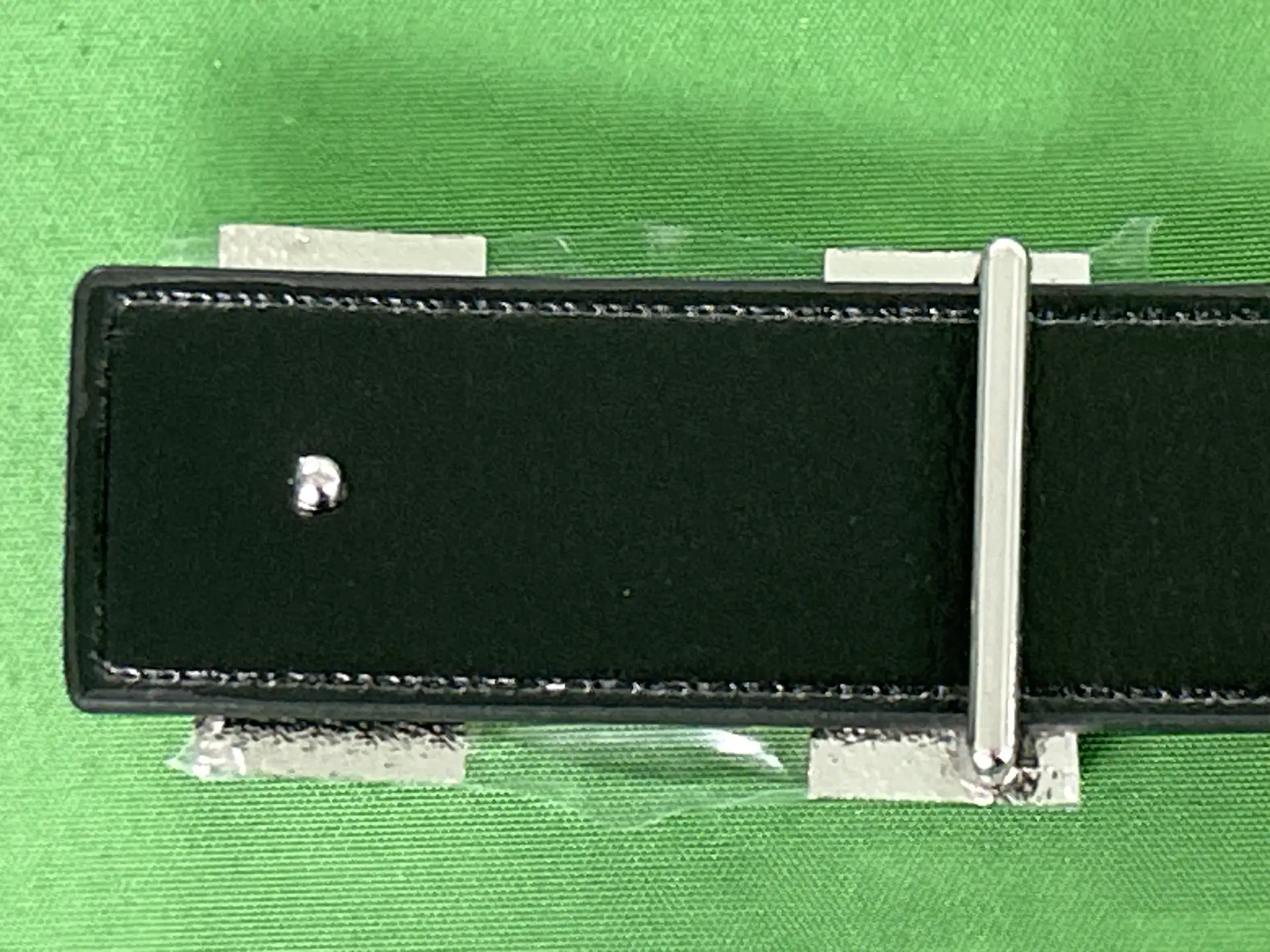 Black Leather Belt with Silver Buckle