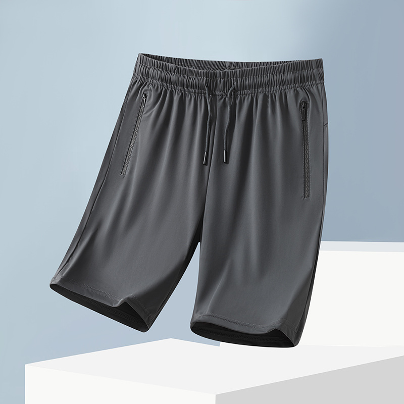 Summer Ice Silk Casual Men's Shorts Straight-Leg Real Pocket Loose Comfortable Casual Sports Beach Shorts