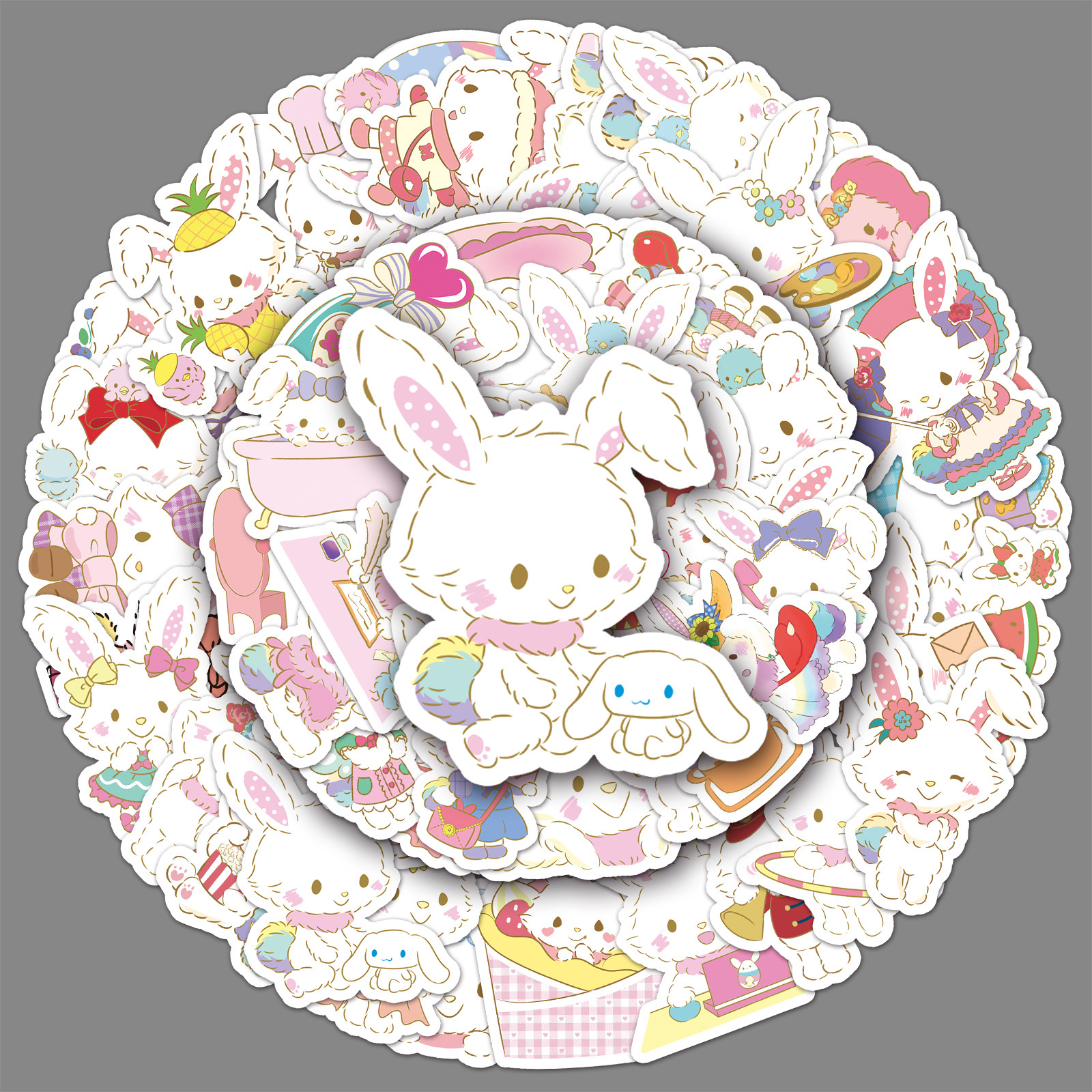 51 Wishing Rabbit Sanrio Stickers Cartoon Cute Goo Card Hand Account Decorative Water Cup Mobile Phone Shell Small Potato Stickers