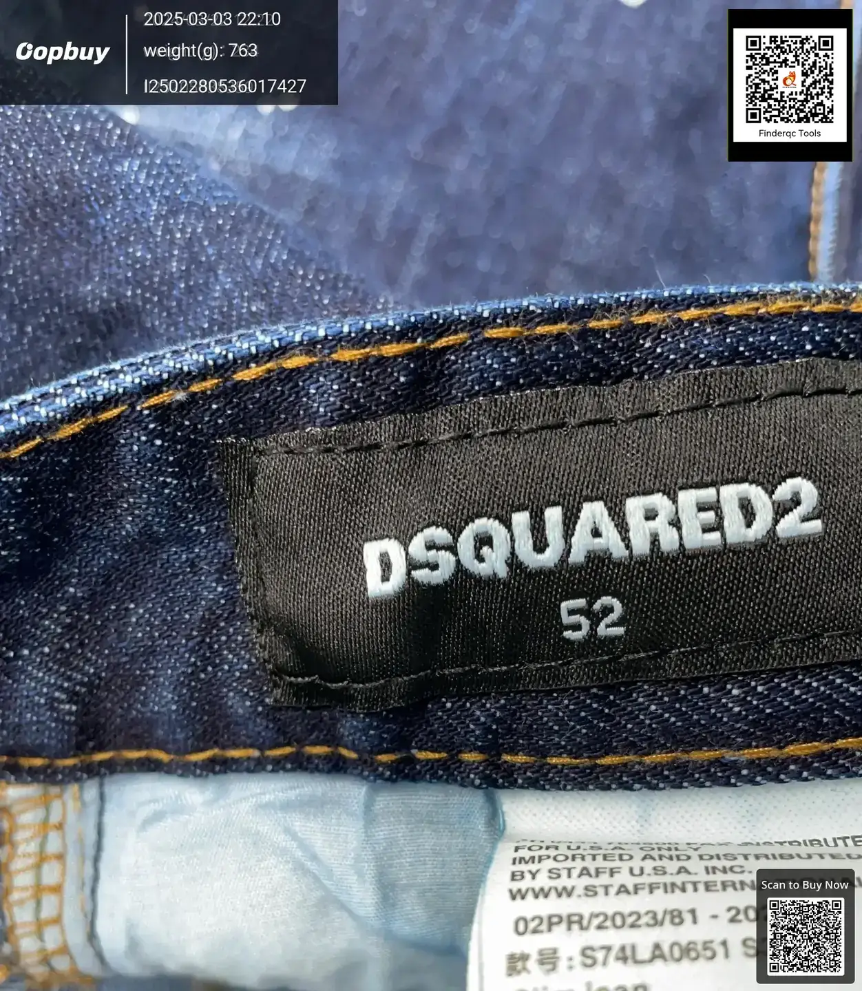 DSQUARED2 Men's Blue Ripped Slim Fit Jeans Size 52
