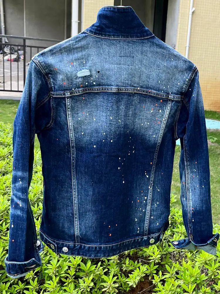New 25 Spring & Fall Denim Outwear Men's D2 Fit Micro Elastic silm jacket Dsquare European Station Designer