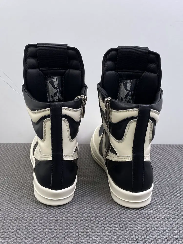 European Trendy Shoes Retro First Year Ro High-Top Shoes Men's Large Hook Inverted Triangle Genuine Leather Thick Sole Height-Increasing Sneakers Women's Short Boots