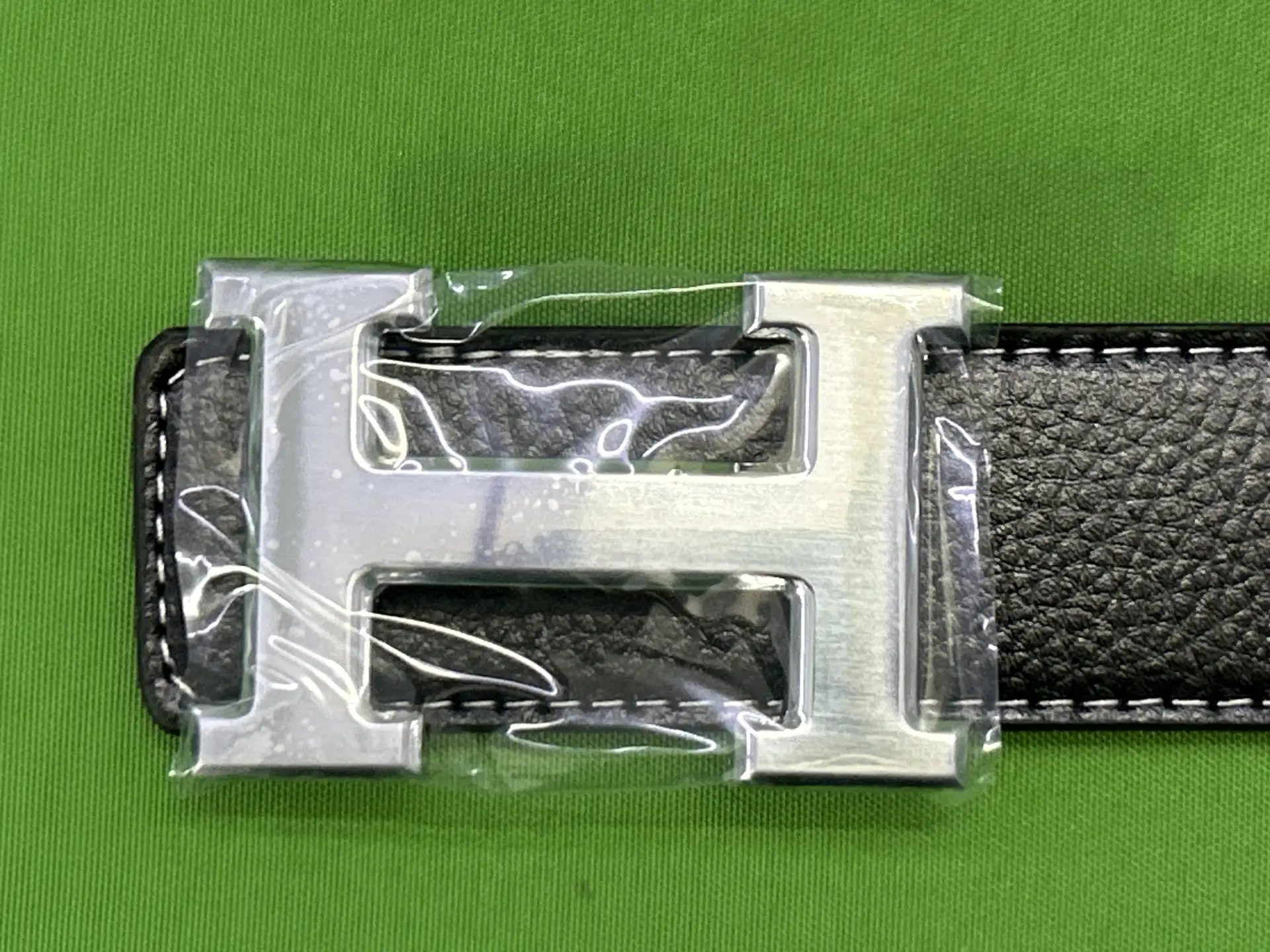 Hermes H Belt Black Leather Silver Buckle