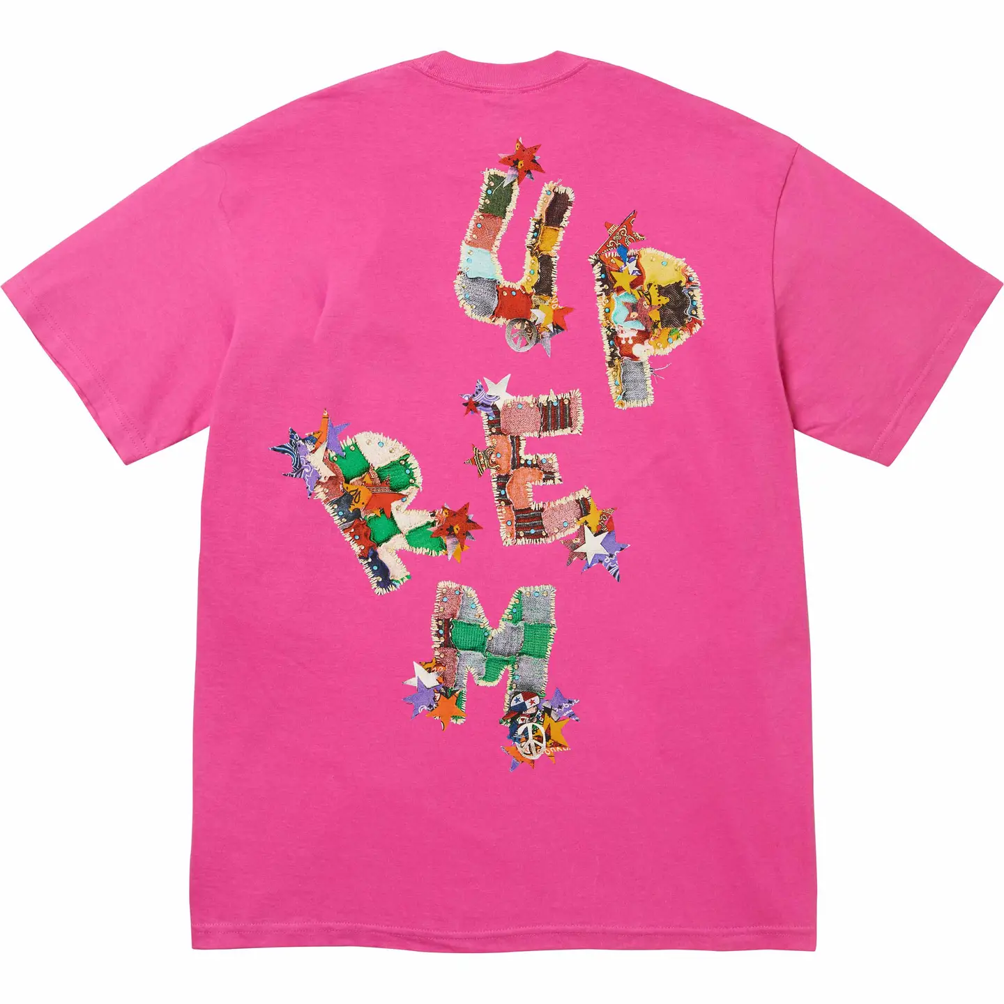 24Ss Patchwork Tee Patchwork Star Letter Print Short-Sleeved T-Shirt for Men and Women as a Base Layer