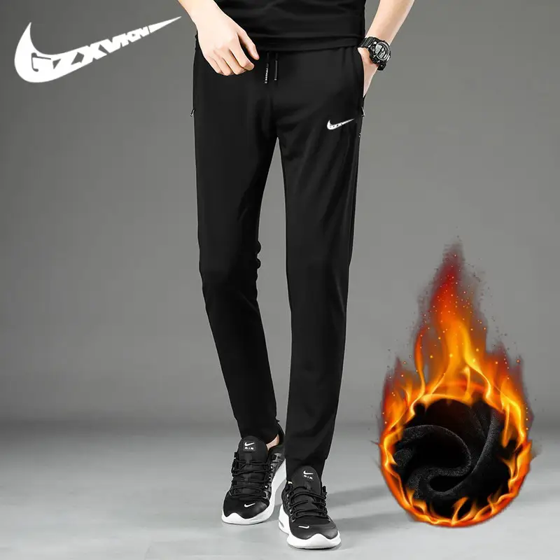 Winter Sports Pants with Fleece Lining, Thickened Straight-Leg Joggers, Stretchy Loose Casual Pants for Young Men, Thickened for Winter