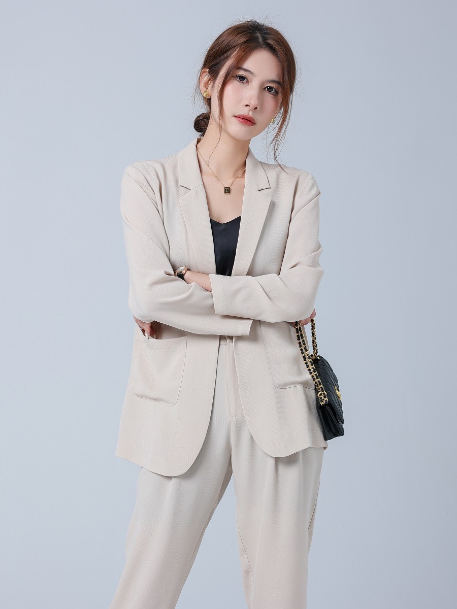New Spring Heavyweight Silk Suit Women's Long-Sleeved Mulberry Silk Black Suit Two-Piece Commuter Business Wear
