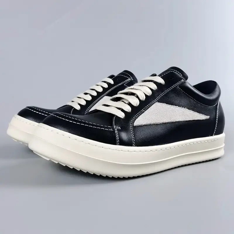 Ro Shoes for Men and Women Low-Top Genuine Leather Heightening Ro Infringement Model Correct High Version 22Ss New Retro High Street Casual Sneakers