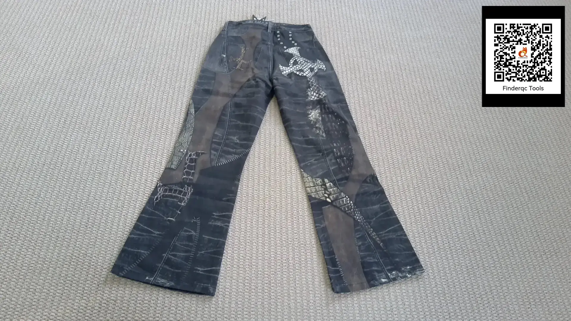 Dnd4Des [Same Style as Zhang Yanqi] Original Niche Digital Print Full Printed Cross Patchwork Bootcut Pants