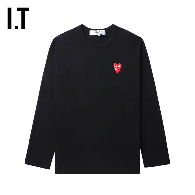 It Cdg Play Comme Des Garcons Rei Kawakubo Couple pure color Long sleeves T-Shirt Fashion Minimalist