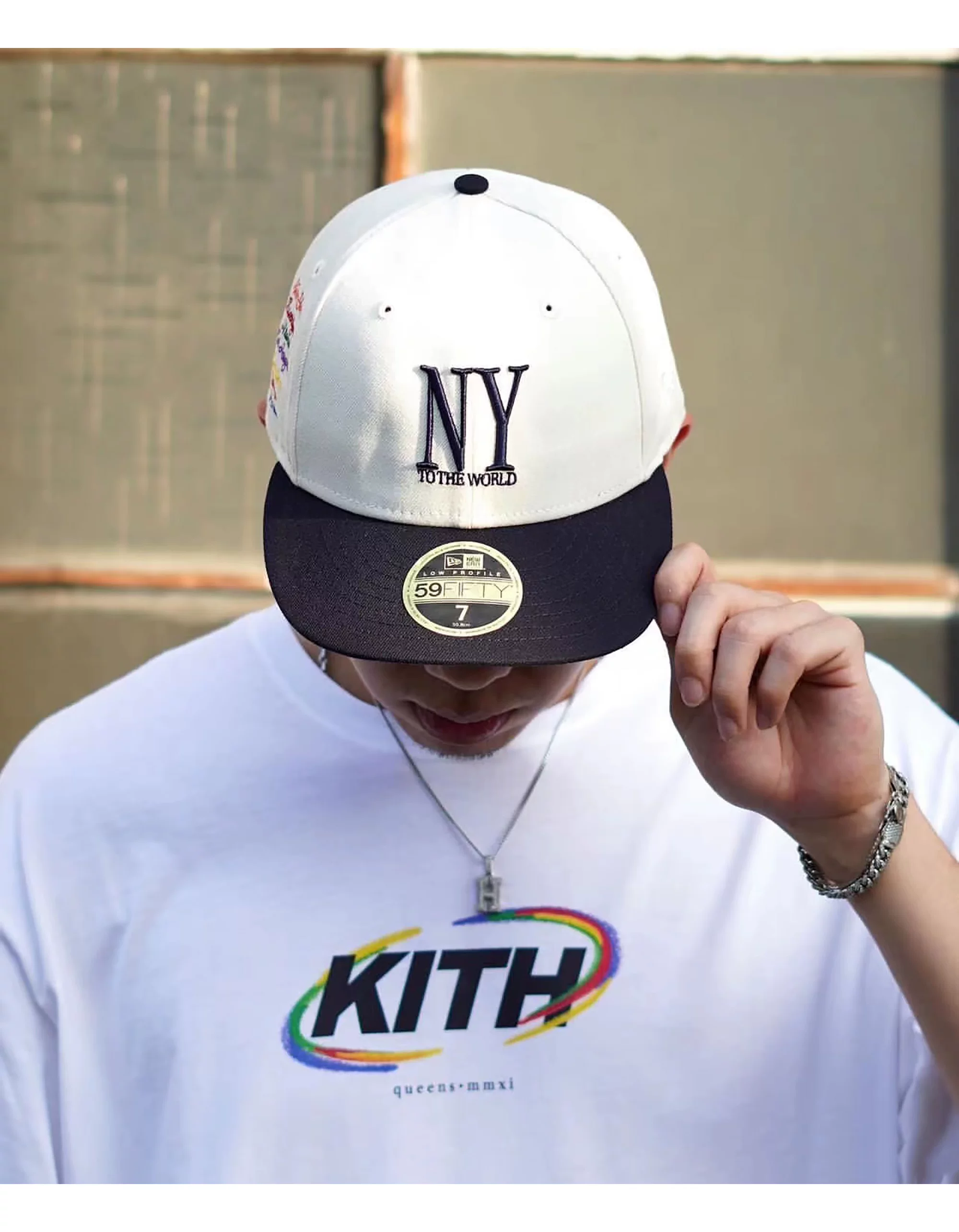 KITH SPRIAL VINTAGE TEE Water Washed Vintage Printed T-shirt Men's Round Neck Letter Printed Short Sleeve