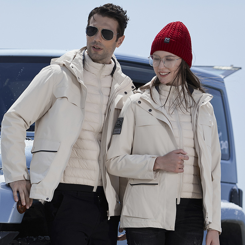 Down Jacket Couple's Camouflage Three-in-One White Duck Down Liner Detachable Warm-Keeping Cold-proof Winter Mountaineering Suit