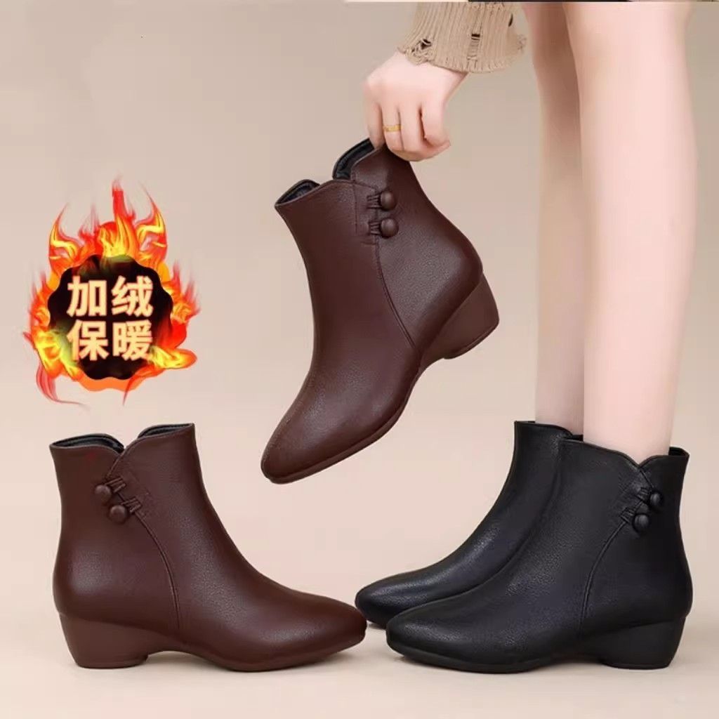 Beijiang Wolf 2026 New Fashion Boots Versatile Stylish Comfortable Low Heel Chunky Heel Side Zipper Fashionable Adult Beijiang Wolf