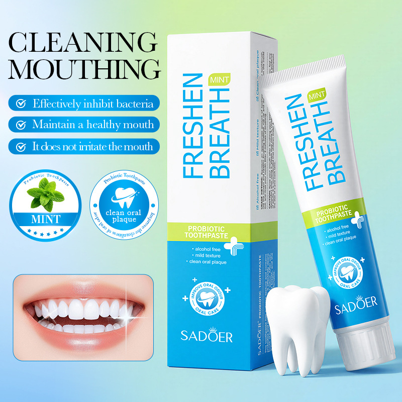 Cross-Border Probiotic Toothpaste 120g Sadoer Freshens Breath, Cleans the Mouth, and Reduces Smoke Stains, Wholesale for Foreign Trade