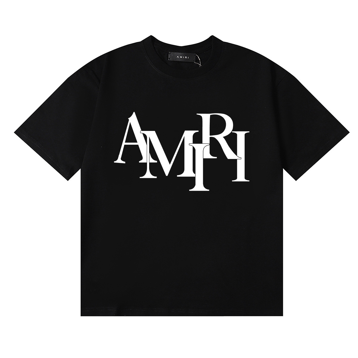 Beautiful Trendy Light Luxury Amiri Amiri Atmospheric Logo Printed high quality Double Yarn Pure Cotton Casual Short-sleeved T-shirt for Men and Women Foto QC de 1688 na Qualit.ly