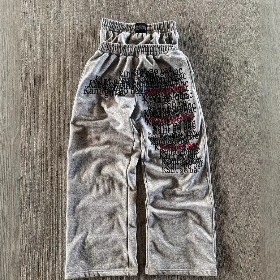 Cross-Border Foreign Trade Hip-Hop Contrasting Color Double Pants Letter Printed Casual Pants for Men and Women Personalized Street Loose Wide-Leg Trousers