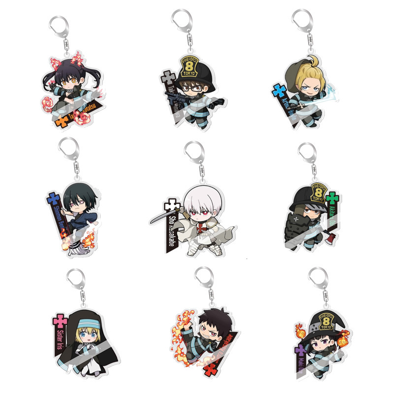 Anime Cute Cartoon Creative School Bag Pendant Hot Fire Brigade Keychain Personalized Gift School Bag Hanging Ornaments