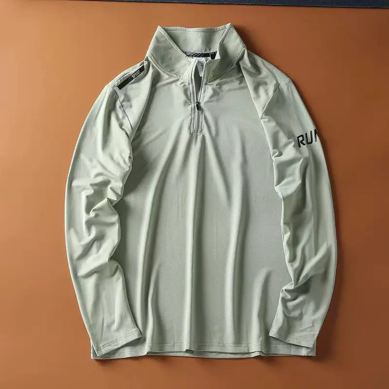 Batch in stock New Men's Autumn Outdoor Collar Sweat Half Zipper Quick-drying Sports Running Fitness Base Long Sleeve