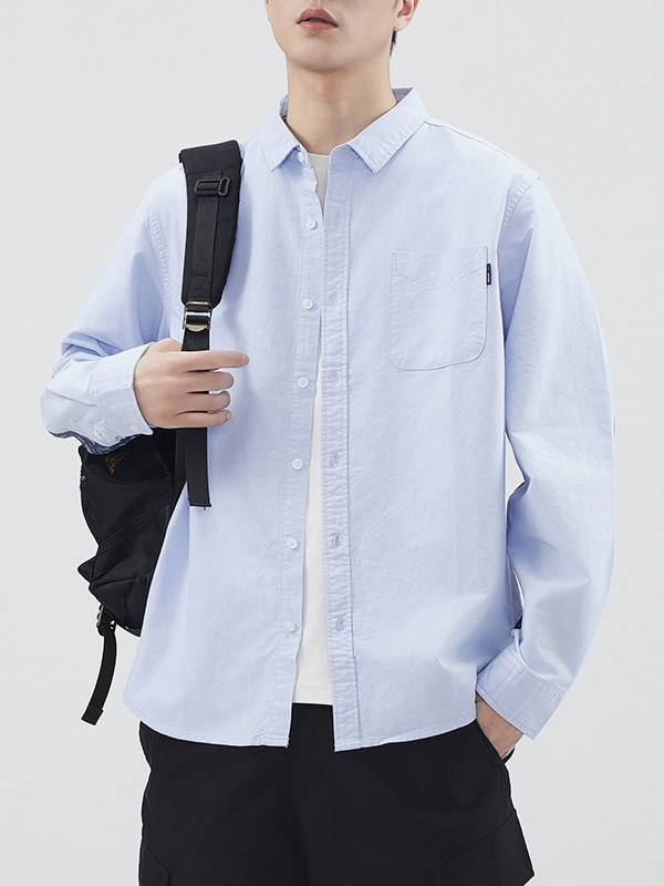 Mingge | 2024 Spring and Autumn New Loose Casual Long Sleeve Shirt Men's Japanese Simple All-match Fashion Brand Lapel Shirt