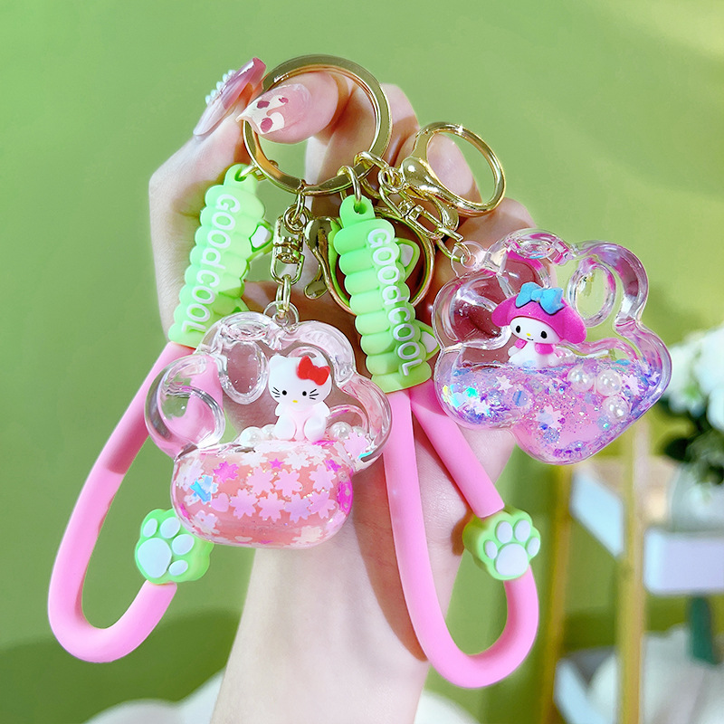Creative oil kulomi bear paw keychain exquisite cute Jade dog melody pendant schoolbag Accessories Wholesale