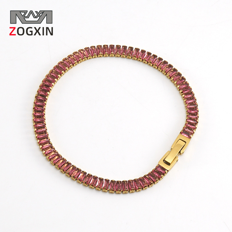 Cross-border Europe and the United States solid color diamond inlaid zircon stainless steel bracelet titanium steel ins style all-match tennis chain bracelet bracelet