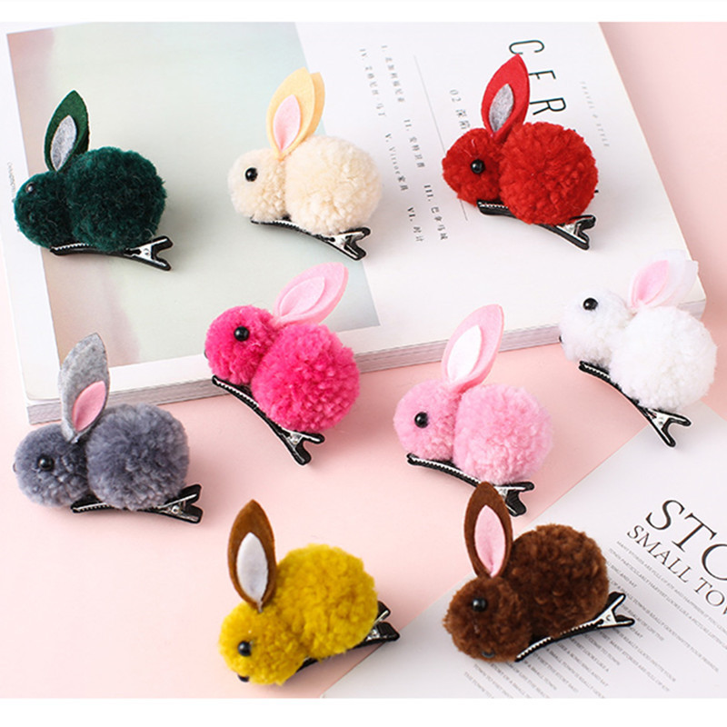 Korean Style Cute Felt Three-Dimensional Bunny Hair Ring Plush Rabbit Ear Hair Rope Autumn and Winter Cartoon Hairpin Rubber Band Hair Accessories