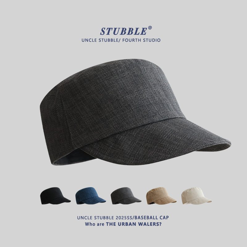 Vintage Cotton and Linen Equestrian Cap Summer Lightweight Breathable Cap Women's Temperament All-match British Style Knight Hat Men