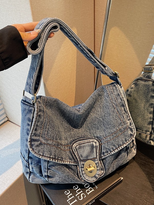 Korean Style Dongdaemun High-End Washed Denim Bag 2026 New Versatile Trendy Fashion Shoulder Crossbody Bag