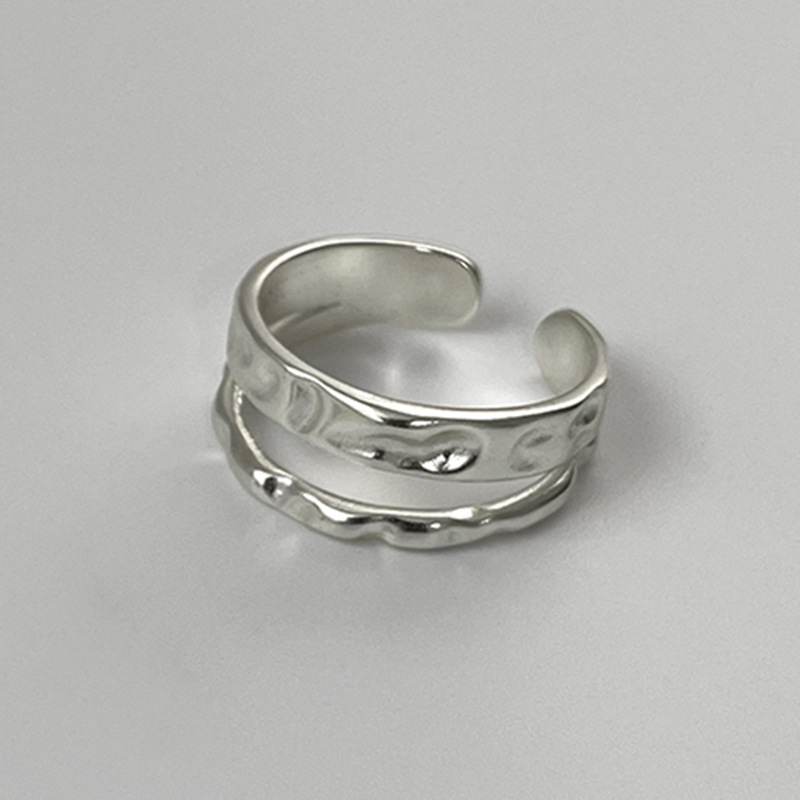 Wholesale ring double French irregular fold texture fashion personality women's ring simple folding adjustable Korean