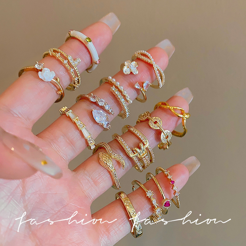 Korean Style Niche Design Exquisite Open Ring Female Ins Accessible Luxury High-End Couple Ring Zircon Plain Ring